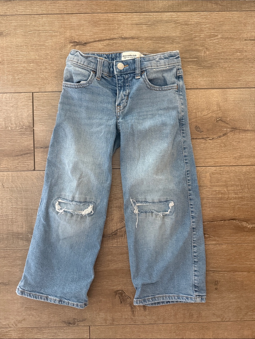 abercrombie kids light blue distressed straight-leg jeans